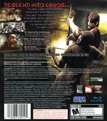 Condemned 2 - Bloodshot (USA) (v1.01) (Disc) (Update) box cover back